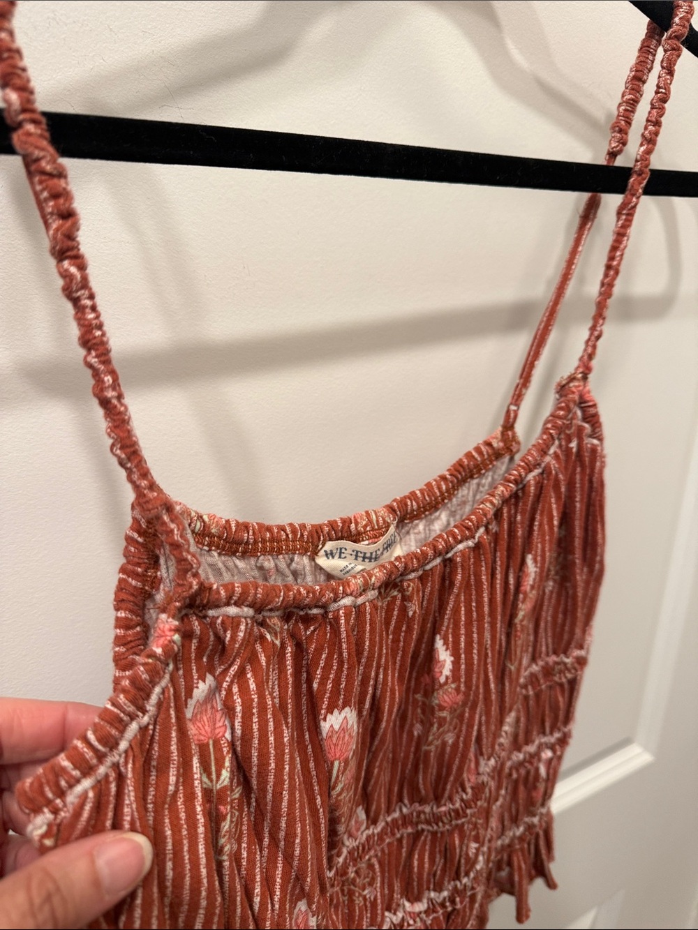 Free People Rust-Red Floral Smocked Cami - Picture 9 of 16